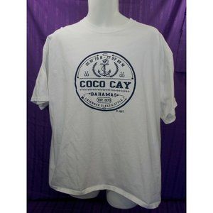 Bahamas Coco Cay est 1973 Laid Back Classic Style White T Shirt Men's size 2XL